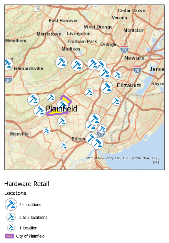 Hardware retail locations map